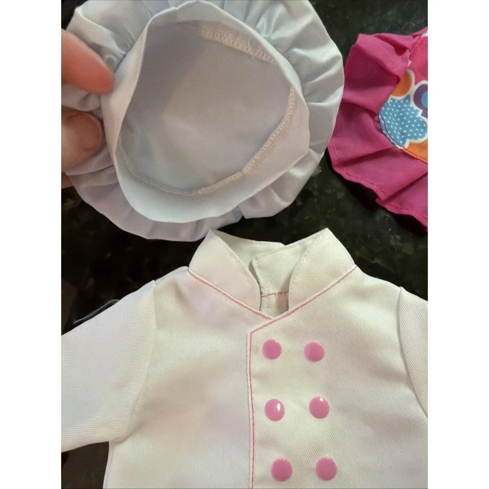 18 In Doll Baking Apron Jacket Accessories Kitchen w/‎ Girls Apron And Chefs Hat